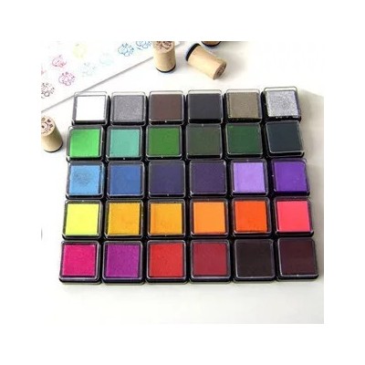 批发红色小印台正方形透明印章手账多色印泥创意彩色儿童玩具印盘