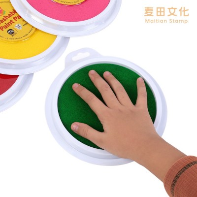 可水洗彩色印台儿童手指画DIY印泥办公学生手工盖章颜料工具批发