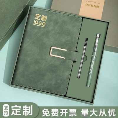 定制a5笔记本logo高颜值礼盒套装软皮加厚日记本办公会议记事本子