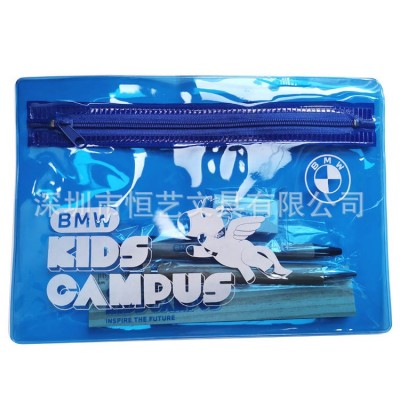 学生便携文具套装环保铅笔尺子文具自由搭配支持印刷透明PVC笔袋